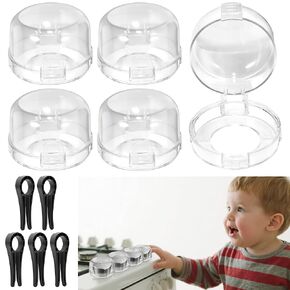 Big Stove Knob Safety Covers for Baby Proofing(5+5PACK),Gas Stove Cover for Baby and Pet Safety.Upgraded Universal Size Gas Stove Knob Locks, Clear View Oven Knob Covers for Child Safety