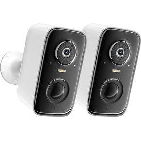 Rraycom Cameras Wireless Outdoor ، 2K بطارية مدعومة بحركة الذكاء الاصطناعى الكشف عن إنذار صفارات الإنذار المراقبة الداخلية للأمن المنزلي ، الرؤية الليلية الملونة (2 ، أبيض)
