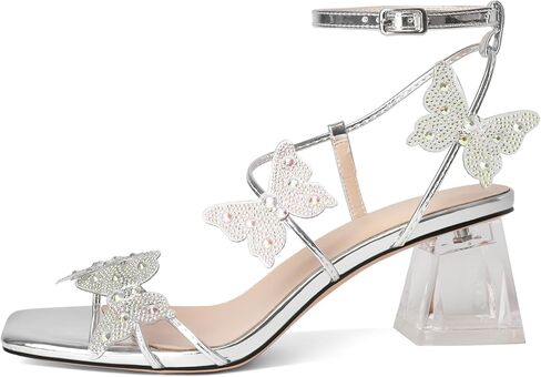 Joseywade Butterfly Heels Heeled Sandals Rhinestone Crystal Diamond Butterflies Heels Open Toe Clear low Heels 2 Inch Women's Shoes in Kuwait