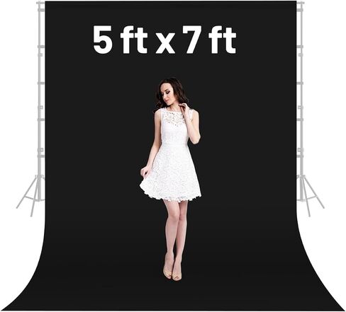 Black Backdrop for Photoshoot 5 X 7 FT, Large Photography Photo Backdrop Background Screen for Photo Booth Backdrop Photoshoot Curtain Wedding, Video Meeting, Birthday Party,Podcasting in Saudi Arabia