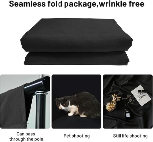Black Backdrop for Photoshoot 5 X 7 FT, Large Photography Photo Backdrop Background Screen for Photo Booth Backdrop Photoshoot Curtain Wedding, Video Meeting, Birthday Party,Podcasting in Saudi Arabia