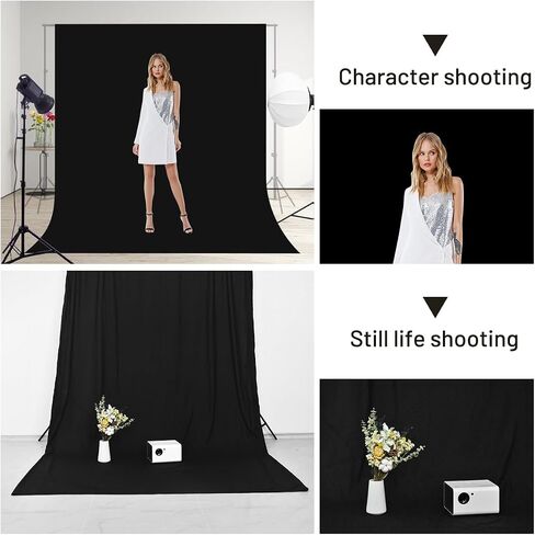 Black Backdrop for Photoshoot 5 X 7 FT, Large Photography Photo Backdrop Background Screen for Photo Booth Backdrop Photoshoot Curtain Wedding, Video Meeting, Birthday Party,Podcasting in Saudi Arabia