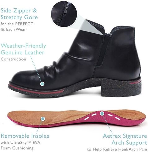 Aetrex Women's Mila Orthopedic Low Ankle Boots for Women - Arch Support Plantar Fasciitis Releif Booties for Women in Kuwait