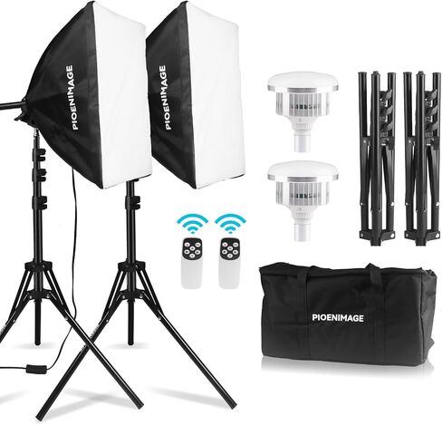 Softbox Lighting Kit, Softbox Photography Lighting Set with 21.6x21.6in Octagonal Softbox, Light Tripod, 85W 2700-6500K LED Bulb Remote, Studio Lights for Photography, Video Recording, 2Pcs in Saudi Arabia