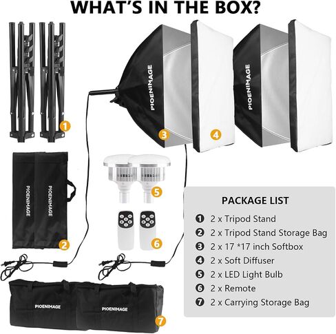 Softbox Lighting Kit, Softbox Photography Lighting Set with 21.6x21.6in Octagonal Softbox, Light Tripod, 85W 2700-6500K LED Bulb Remote, Studio Lights for Photography, Video Recording, 2Pcs in Saudi Arabia