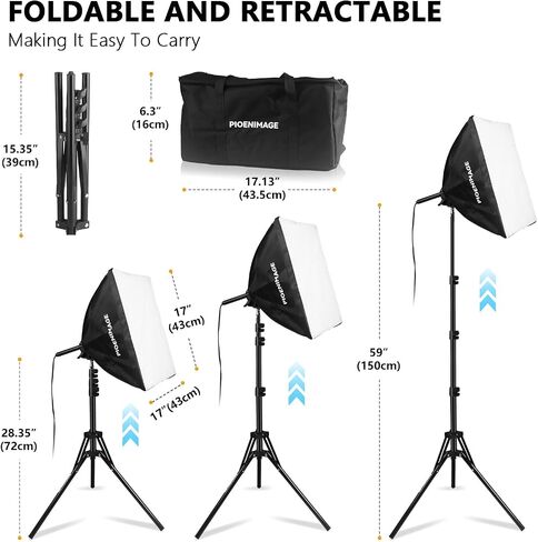 Softbox Lighting Kit, Softbox Photography Lighting Set with 21.6x21.6in Octagonal Softbox, Light Tripod, 85W 2700-6500K LED Bulb Remote, Studio Lights for Photography, Video Recording, 2Pcs in Saudi Arabia
