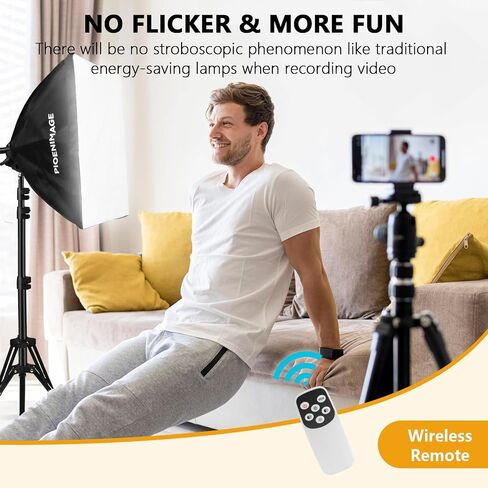 Softbox Lighting Kit, Softbox Photography Lighting Set with 21.6x21.6in Octagonal Softbox, Light Tripod, 85W 2700-6500K LED Bulb Remote, Studio Lights for Photography, Video Recording, 2Pcs in Saudi Arabia