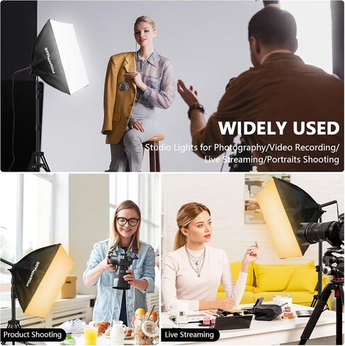 Softbox Lighting Kit, Softbox Photography Lighting Set with 21.6x21.6in Octagonal Softbox, Light Tripod, 85W 2700-6500K LED Bulb Remote, Studio Lights for Photography, Video Recording, 2Pcs in Saudi Arabia