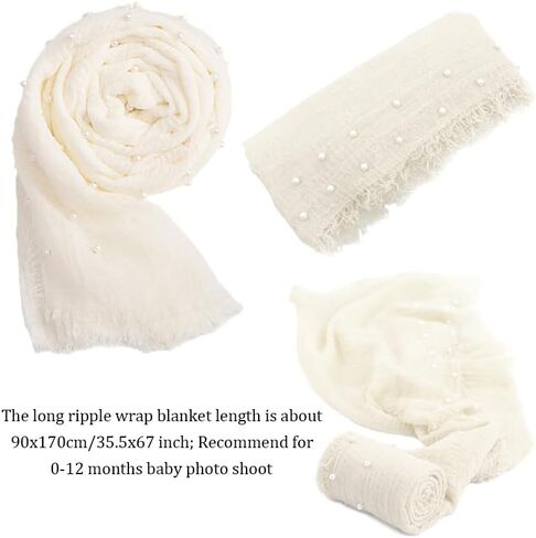 2 PCS Newborn Photography Props, Baby Props Photography Wrap 35.5 by 67 in Newborn Photography Props with s Pearl Headband for Baby Photoshoots Posing Photo (Pale Pinkish Grey) in Saudi Arabia