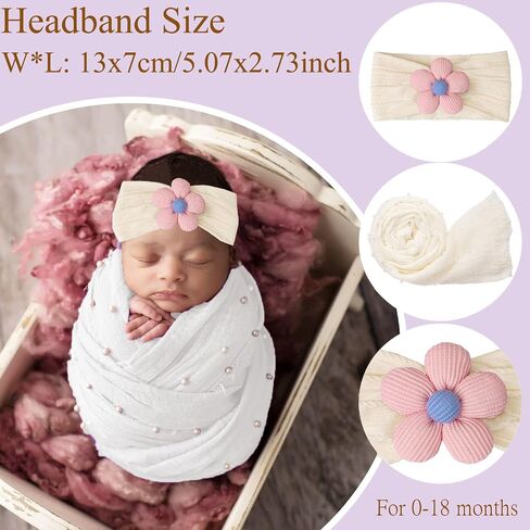 2 PCS Newborn Photography Props, Baby Props Photography Wrap 35.5 by 67 in Newborn Photography Props with s Pearl Headband for Baby Photoshoots Posing Photo (Pale Pinkish Grey) in Saudi Arabia