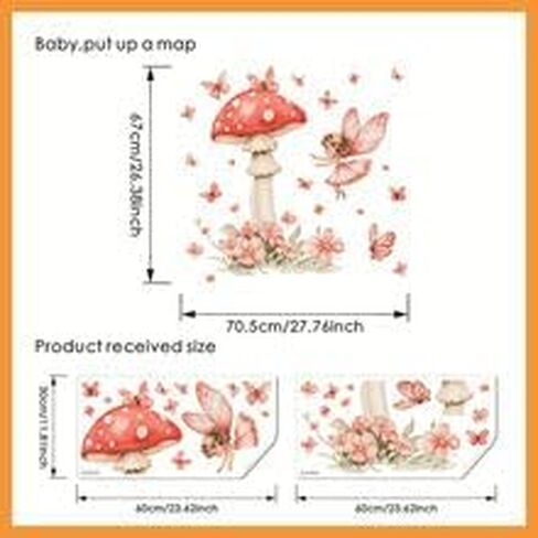 2 Sheets Removable Cute Mushroom Fairy Wall Decals DIY Green Plants and Flower Wall Decals Peel and Stick Pink Butterfly Decal for Girls Home Nursery Bedroom Bathroom Decor in Saudi Arabia