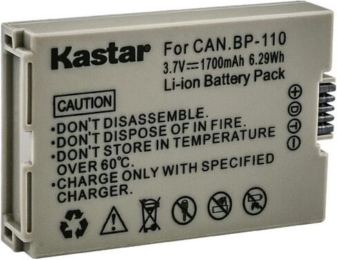 Kastar 2-Pack BP-110 بطارية 3.7V 1700MAH استبدال Canon Vixia HF R20 HFR20 ، Vixia HF R20 Red ، Vixia HF R20 Silver ، Vixia HF R200 HFR200 ، Vixia HF R21 ، Vixia HF R28 HFR28 Cameras in Kuwait