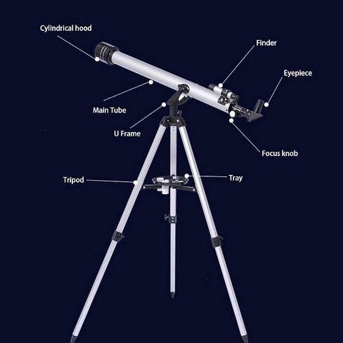 Children Sky Telescope for Astronomy 60mm Adults Travel Scope Outdoor Kids Monocular Space Refractor with 3 Eyepieces Finder Moon Lens Aluminum Tripod Nice Family (White) in Saudi Arabia