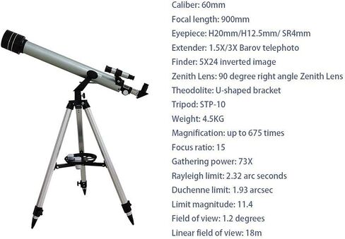 Children Sky Telescope for Astronomy 60mm Adults Travel Scope Outdoor Kids Monocular Space Refractor with 3 Eyepieces Finder Moon Lens Aluminum Tripod Nice Family (White) in Saudi Arabia