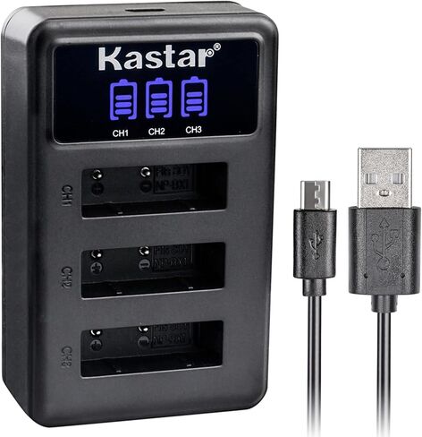 Kastar NP-BX1 LCD Triple USB Battery Charger Compatible with Sony HDR-AS50 Action Cam, HDR-AS50R, HDR-CX240, HDR-CX240E, HDR-CX405, HDR-CX440, HDR-GW66, HDR-GWP88, HDR-MV1, HDR-PJ240 Camera in Saudi Arabia