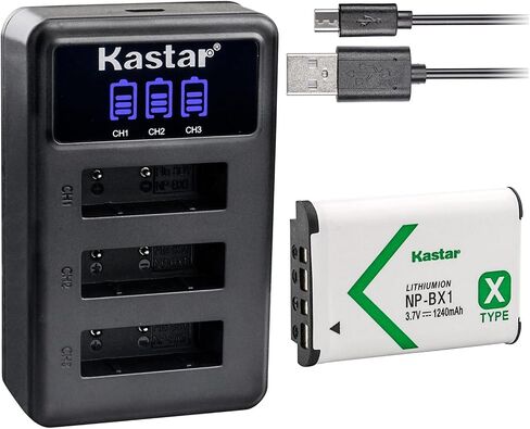 Kastar NP-BX1 LCD Triple USB Battery Charger Compatible with Sony HDR-AS50 Action Cam, HDR-AS50R, HDR-CX240, HDR-CX240E, HDR-CX405, HDR-CX440, HDR-GW66, HDR-GWP88, HDR-MV1, HDR-PJ240 Camera in Saudi Arabia