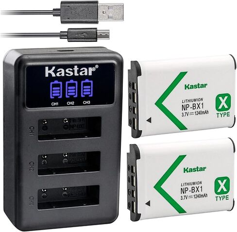 Kastar NP-BX1 LCD Triple USB Battery Charger Compatible with Sony HDR-AS50 Action Cam, HDR-AS50R, HDR-CX240, HDR-CX240E, HDR-CX405, HDR-CX440, HDR-GW66, HDR-GWP88, HDR-MV1, HDR-PJ240 Camera in Saudi Arabia