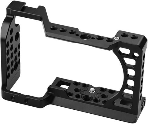 Camera Cage Rig Video Film Movie Making Stabilizer Compatible with Sony A6500 A6000 A6300 A6400 DSLR Camera Aluminum Alloy Protective Case (with Wooden Handle) in Saudi Arabia