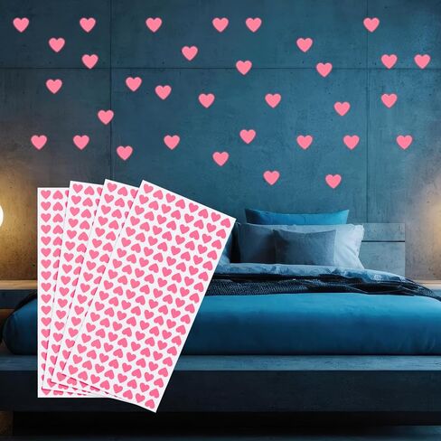 PATIKIL 576 Pcs Glow in The Dark Heart Stickers, Adhesive Glow Heart Sticker Glow in The Dark Wall Decals Luminous Decor for Room Ceiling Decoration Party Birthday, Orange in Saudi Arabia