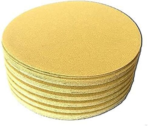 Premium 5 Inch No Hole Hook and Loop Grip Sanding Discs - Gold Aluminum Oxide - for Wood, Auto Body, Paint, Primer, Metal, and Plastics (50 Pack, 40 Grit) in Kuwait