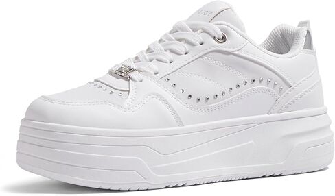 أحذية منصة النساء أحذية تنس مكتنزة مع جلود اصطناعية ومواد قابلة لإعادة التدوير وسادة غير قابلة للانزلاق للملابس غير الرسمية والسيارة واليومية in Kuwait