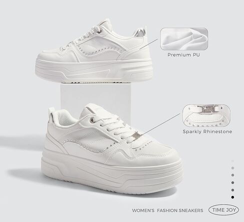 أحذية منصة النساء أحذية تنس مكتنزة مع جلود اصطناعية ومواد قابلة لإعادة التدوير وسادة غير قابلة للانزلاق للملابس غير الرسمية والسيارة واليومية in Kuwait