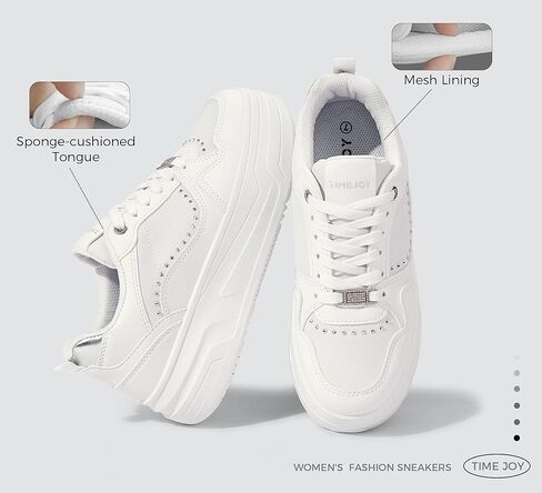 أحذية منصة النساء أحذية تنس مكتنزة مع جلود اصطناعية ومواد قابلة لإعادة التدوير وسادة غير قابلة للانزلاق للملابس غير الرسمية والسيارة واليومية in Kuwait