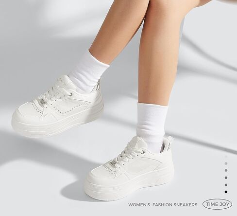 أحذية منصة النساء أحذية تنس مكتنزة مع جلود اصطناعية ومواد قابلة لإعادة التدوير وسادة غير قابلة للانزلاق للملابس غير الرسمية والسيارة واليومية in Kuwait