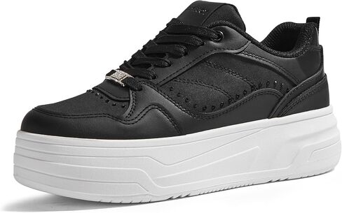 Women's Platform Sneakers Chunky Tennis Shoes with Artificial Leather & Recyclable Material Insole Non-Slip Cushion for Casual, Streetwear & Daily Outfits in Saudi Arabia
