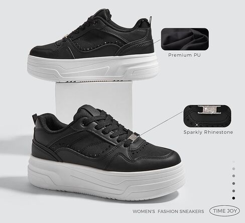 Women's Platform Sneakers Chunky Tennis Shoes with Artificial Leather & Recyclable Material Insole Non-Slip Cushion for Casual, Streetwear & Daily Outfits in Saudi Arabia