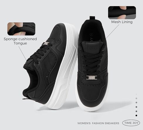 Women's Platform Sneakers Chunky Tennis Shoes with Artificial Leather & Recyclable Material Insole Non-Slip Cushion for Casual, Streetwear & Daily Outfits in Saudi Arabia