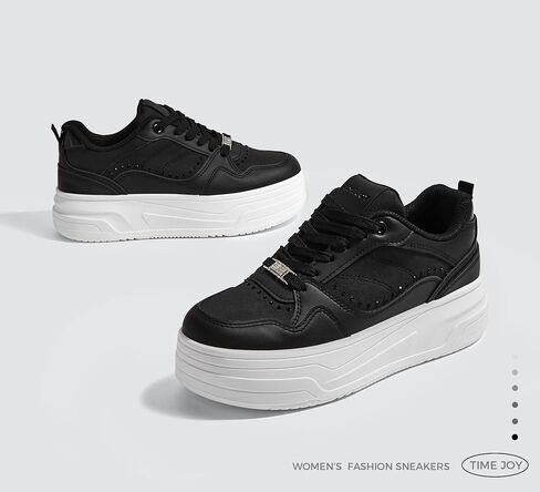 Women's Platform Sneakers Chunky Tennis Shoes with Artificial Leather & Recyclable Material Insole Non-Slip Cushion for Casual, Streetwear & Daily Outfits in Saudi Arabia