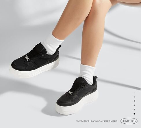 Women's Platform Sneakers Chunky Tennis Shoes with Artificial Leather & Recyclable Material Insole Non-Slip Cushion for Casual, Streetwear & Daily Outfits in Saudi Arabia
