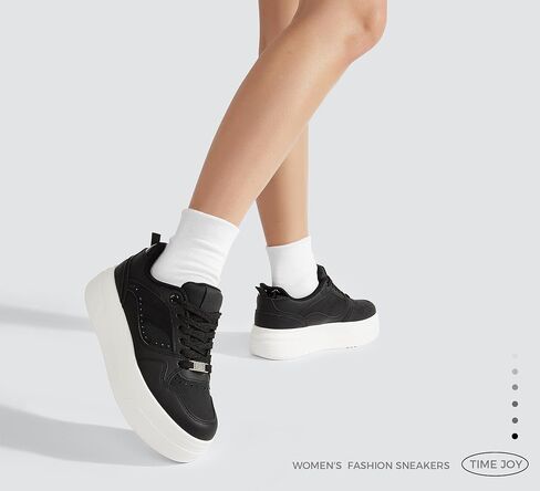 Women's Platform Sneakers Chunky Tennis Shoes with Artificial Leather & Recyclable Material Insole Non-Slip Cushion for Casual, Streetwear & Daily Outfits in Saudi Arabia