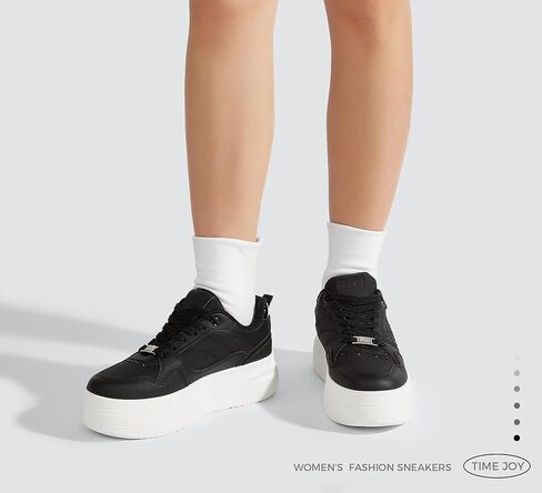 Women's Platform Sneakers Chunky Tennis Shoes with Artificial Leather & Recyclable Material Insole Non-Slip Cushion for Casual, Streetwear & Daily Outfits in Saudi Arabia