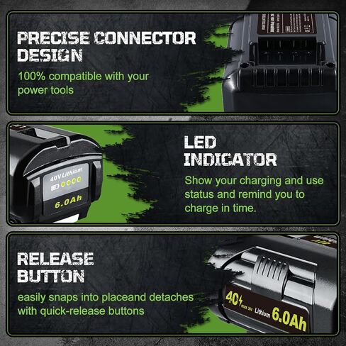 2p 6.0ah استبدال ليثيوم أيون لـ Ryobi 40v بطارية متوافقة مع بطارية Ryobi OP4040 OP40401 OP4026 OP40261 OP4050 OP40201 OP40601 in Saudi Arabia