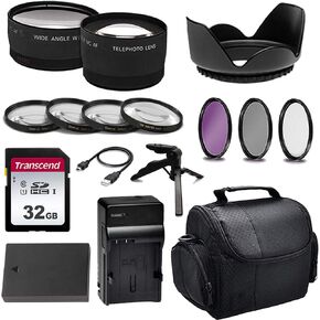 16PC-Accessory Kit لـ Canon EOS 77D ، Rebel T6S ، Rebel T7I ، Rebel T6i ، Rebel SL2 DSLR ، تشمل المجموعة-بديلة LP-E17 بطارية وشاحن ، 58 مم من عدسة ماكرو 4 قطع + مجموعة ومزيد
