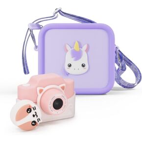 Kidamento Camera Silicone Bag Bundle - Digital Camera for Children and Camera Case - Model K Meowie The Cat - Silicone Bag Purple Unicorn