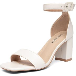 Women's Small Heel Sandals Gold Metallic Ankle Strap High Heel Sandals Square Open Toe Dress Party Shoes 3-Inch Heel