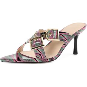 Zamikoo Womens Heeled Sandals Buckle Strappy مدبب إصبع القدم الخنزير العالي الكعب عبر حزام زلة على فستان صيفي مثير 3 بوصة
