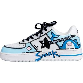 Bobo's House Unisex Hand-Painted Blue Shark Chunky Sneakers Kawaii Ocean-Inspired Vegan Platform Shoes