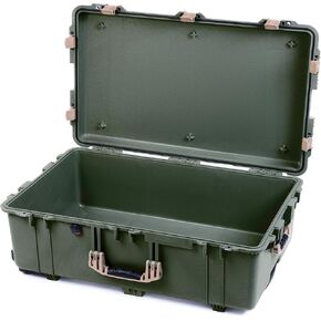 Pelican 1650 Case by ColorCase - OD Green - Large Sized Waterproof Rolling Case - Empty (Case Only) - Black Handles & Latches