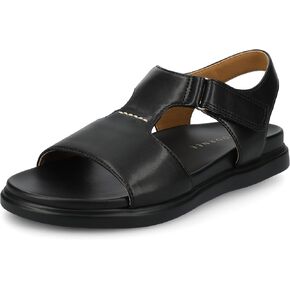 Journee Womens cushioned footbeds Mira T strap sandal open-toe ankle buckle faux leather 1/2 inch platform Black 6 Medium WOMENS US