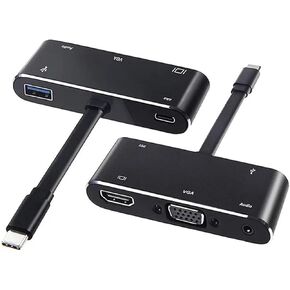 5 in 1 USB C to HDMI Adapter 4K Type-C to HDMI/VGA/Audio/USB 3.0 Port+USB C Port(PD) Converter Compatible with The Nintend Switch