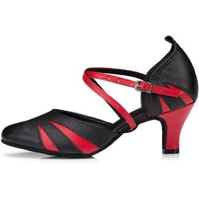 DKZSYIM Women's Leather Latin Dance Shoes Ballroom Salsa Tango Performance Dancing Shoes,Model QJW1019