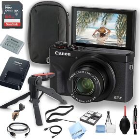 Canon PowerShot G7 X Mark III Digital Camera + 64GB Memory, Case, GripSter Pod, and More (Essential Bundle) (Renewed)