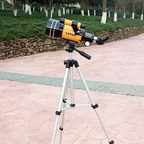 Telescope for Kids Beginners Adults 70mm Aperture 300mm Focal Length Mount Astronomical Refracting with Tripod & Finder Scope Orange (Orange)