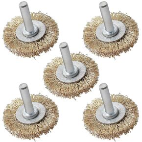 Brass-Coated Wire Brush Set – Wheel, Cup & End Brushes with 1/4" Hex Shank, Heavy-Duty Carbon Steel Bristles for Rust Removal & Paint Stripping (Brass-Coated Wire Brush Set)