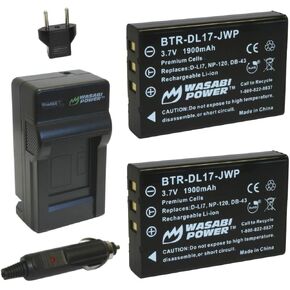 Wasabi Power Battery (2-Pack) and Charger for Toshiba PX1657, PA3791U and Toshiba Camileo H30, H31, X100