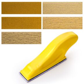 Micro Sand Paper Kit-50 Pcs Wet Dry Sandpaper 80 120 180 240 400 Grit + 3.5 x 1 inch Mini Sander for Wood Micro Sander, Finger Sanders for Detail Works, Small Crafts, Small Metal Sanding